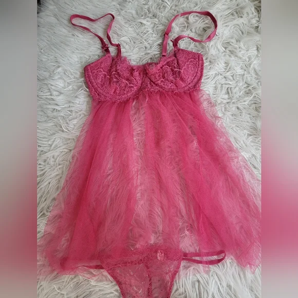 Baby Doll Intimates By Flora - Camisole Polyester Rose Plissé Permanent - Taille M